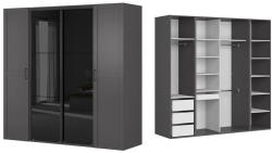 BRW Гардероб flex 220 / 66 / 218 см графит / черен лакобел (f57-szafa_zestaw_138-gf/gf/cap)