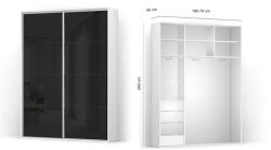 BRW Гардероб FLEX 180 / 45 / 240 см черен лакобел (36/180-45-240/white/black-lacobel/flex/brw)