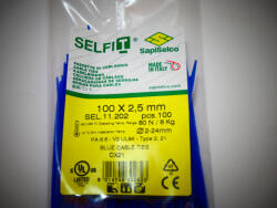 SapiSelco 100x2, 5 kék gyorskötöző - kék kábelkötegelő (100db/csomag) SapiSelco SELFIT COLOR [SEL. 11.202R]