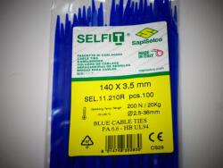 SapiSelco Kék gyorskötöző 140x3, 5 mm - kék kábelkötegelő (100db/csomag) SapiSelco SELFIT COLOR [SEL. 11.210R]