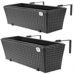 CASARIA Polirattan virágcserép fekete 2 db (108062)