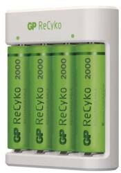 GP Batteries Akkumulátor töltő B411 4x AAA újratölthető akkumulátorral, 2100 mAh, 1, 2V, fehér EU (GP-C-E411-4AA-2100)