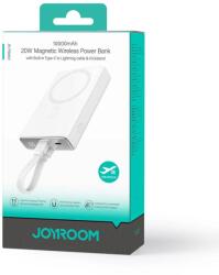JOYROOM Power Bank vezeték nélküli töltéssel (MagSafe), 10000 mAh Type-C - Lightning kábellel, fehér (JR-PBM01-WHT)