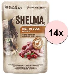 Shelma Shelma Cat Capsule pentru pisici rață-cranberry în sos 14 x 85 g