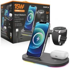 ALIGATOR Alligator Smart Station S 3 az 1-ben vezeték nélküli töltéssel, 15W (AS04BK)