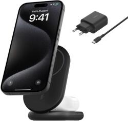 Belkin BOOST CHARGE Qi2 15W 2in1 mágneses töltőállvány, összecsukható, fekete (WIZ028vfBK)