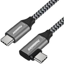 PremiumCord USB-C ívelt kábel ( USB 3.2 GEN 2x2, 5A, 100W, 20Gbit/s ) 0.5m alumínium csatlakozó sapkák, pamutfonat (ku31cu05)