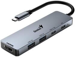 Genius UH-500 dokkolóállomás, USB-C, 1× HDMI, 2× USB 3.0, 2× USB-C, Power Delivery 100W, 15cm, szürke (31240003400)