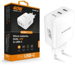 ALIGATOR Intelligens hálózati töltő ALIGATOR Power Delivery 40W, 2xUSB-C, fehér (CHPD0023)