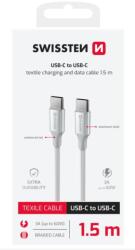 SWISSTEN Adatkábel Textile Ii Usb-c / Usb-c 1, 5 M Fehér (71528204)