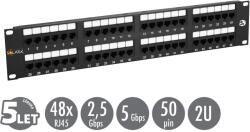 SOLARIX 19" Solarix patch panel 48 x RJ45 CAT5E UTP 150 MHz fekete 2U SX48-5E-UTP-BK SX48-5E-UTP-BK (24000480)