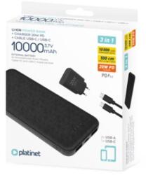 Platinet POWER BANK 10000 mAh PD CHARGER 20W USB-C kábel fekete (PMPB10SETB)