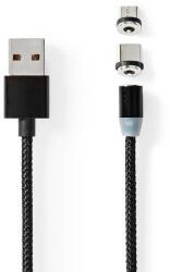 Nedis CCGB60630BK20 - USB 2.0 kábel | USB Micro-B csatlakozó / USB-C csatlakozó | 10 W | 2, 00 m | Kerek | Fekete | Fekete (CCGB60630BK20)