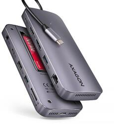 AXAGON HMC-12GM2, USB 10Gbps hub, 3x USB-A, USB-C, HDMI, DP, RJ-45 GLAN, M. 2, SD/mSD, audio, PD 100W, USB-C kábel 50cm (HMC-12GM2)