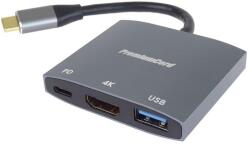 PremiumCord USB-C HDMI adapter HDMI-re, USB3.0, PD, 4K és FULL HD 1080p felbontás (ku31hdmi15)