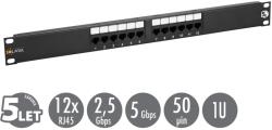 SOLARIX 19" Solarix patch panel 12 x RJ45 CAT5E UTP 150 MHz fekete 1U SX12-5E-UTP-BK (24000120)