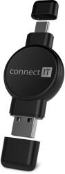 CONNECT IT WatchTravelCharge Qi vezeték nélküli töltő (Apple, Samsung) USB-A/USB-C, FEKETE (CWC-8030-BK)