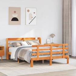 vidaXL viaszbarna tömör fenyőfa ágykeret fejtámlával 150x200 cm (3306872)