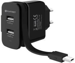 Platinet PLCURMC fali töltő Micro-USB kábellel fekete (PLCURMC)