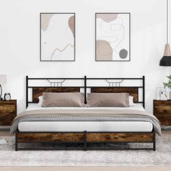 vidaXL füstös tölgy színű fém ágykeret matrac nélkül 193 x 203 cm (3325111)