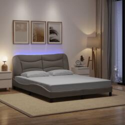 vidaXL tópszínű szövet ágykeret LED-ekkel matrac nélkül 160 x 200 cm (3213715)