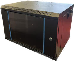 Techson 540 x 400 mély 6U magas, fali 19"-os rackszekrény, üvegajtó, fekete (rack_tc_54x40x6U)