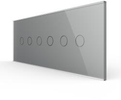 LIVOLO Intrerupator Dublu + Dublu + Dublu cu Touch LIVOLO cu Rama Din Sticla, Standard Italian, 6M - culoare gri