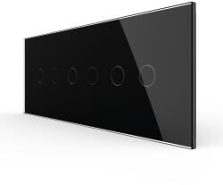 LIVOLO Intrerupator Dublu + Dublu + Dublu cu Touch LIVOLO cu Rama Din Sticla, Standard Italian, 6M - culoare negru