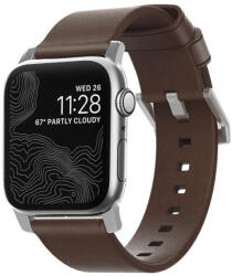 Nomad Leather Strap Brown, silver - Apple Watch Ultra (49mm) 8/7 (45mm)/6/SE/5/4 (44mm)/3/2/1 (42mm)