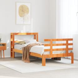vidaXL viaszbarna tömör fenyőfa ágykeret fejtámlával 100 x 200 cm (3306128)