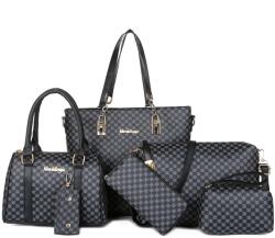 Dollcini Női Kézitáska Szett - 6 db-os Elegáns Műbőr Táska Szett - Fekete (425063)