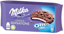 Milka Cookies Sensations Oreo Creme kakaós keksz tejcsoki darabok, krém-156g - koffeinzona