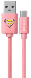 MH Protect USB kábel DC - Superman 002 USB - MicroUSB adatkábel 1m pink