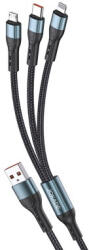 Jokade Ja024 Changfu 3 In 1 Usb Type-c / Lightning / Micro Usb Kábel 3a 1.2 Méter Fekete