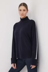 Tommy Hilfiger gyapjú pulóver női, sötétkék, félgarbó nyakú - sötétkék S