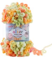 alize Puffy Fine Color 6313 - narancs, lime, sárga (kötés) (7287)