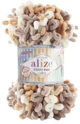 alize Puffy Fine Color 6403 - fehér, barna, bézs (kötés) (0195)
