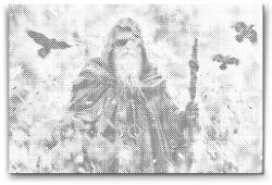 PontPöttyöző - Odin - A halál, a háború és a mágia istene Méret: 40x60cm, Keretezés: Keret nélkül (csak a vászon), Szín: Kék