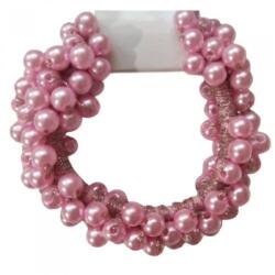 Hair Power gyöngyös hajgumi, rózsaszín - hajvarazs