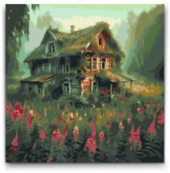  Festés számok szerint - Elhagyatott ház az erdőben Méret: 50x50cm, Keretezés: Kerek keret