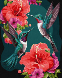 Ideyka Set pictura pe numere, cu sasiu, Colibri de smarald - extra culori metalizate, 40x50 cm (KHO6581)
