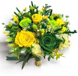 Eventissimi® Buchet flori rezistent, cu 11 trandafiri criogenati, hortensie, plante stabilizate delicate , ideal pentru ocazii speciale (BF-194)