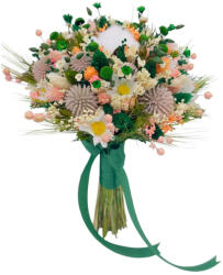 Eventissimi® Buchet flori de camp , personalizabil, ideal pentru cununie civila, nunta, mireasa, nasa sau cadou, predominant verde (BF-209)