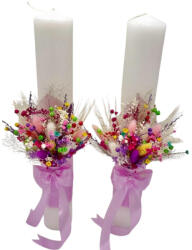 Eventissimi® Set Lumanari pentru Nunta , Personalizabile cu nume si data, Plante Uscate , Eventissimi, 40 cm, Multicolor, Aranjament Frontal (SET-084)