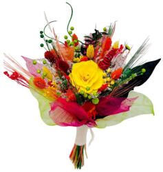 Eventissimi® Buchet din Plante Uscate si Frunze Voal - Design Natural, 20x23 cm (BF-248)