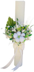 Eventissimi® Lumanare pentru cununie botez, 40 cm, cu flori criogenate, plante naturale uscate si floare de bumbac(personalizabila cromatic si cu text) (LN-039)