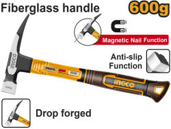 INGCO Ácskalapács 600 g üvegszálas nyél mágneses (HCH81060)