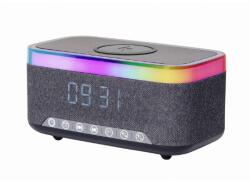 Gembird DAC-SPKBT-QC15-BK Digital alarm clock with speaker wireless charging function black/grey (DAC-SPKBT-QC15-BK)