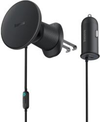  Suport magnetic Baseus pentru gratar de ventilatie cu incarcator USB-C 15W+25W negru (6932172629441)