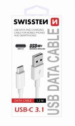 SWISSTEN CABLU DE DATE ELVETIAN USB / USB-C 3.1 1.5M ALB (7mm) (71504400)